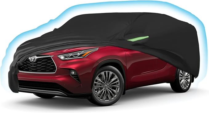Proadsy Car Cover for Toyota Highlander 2020-2025 2026, Waterproof All Weather, Windproof Snowproof Rain Hail Sun UV Protection Full Outdoor Indoor Exterior Car Covers, Black