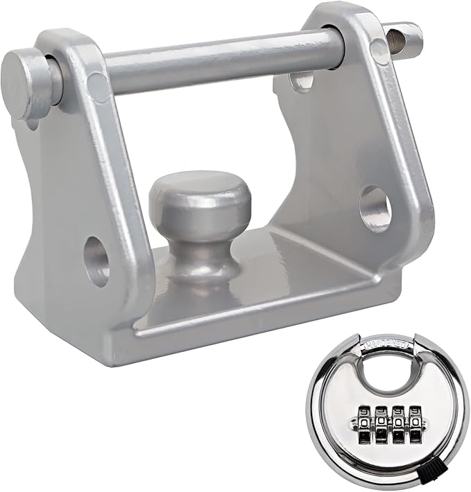 HQPASFY Trailer Hitch Lock with Combination Lock, Trailer Coupler Lock with Pin, Coupler Lock Model Tl-33 Trailer Lock,Fits Over 2" to 2-5/16" Couplers - Silver