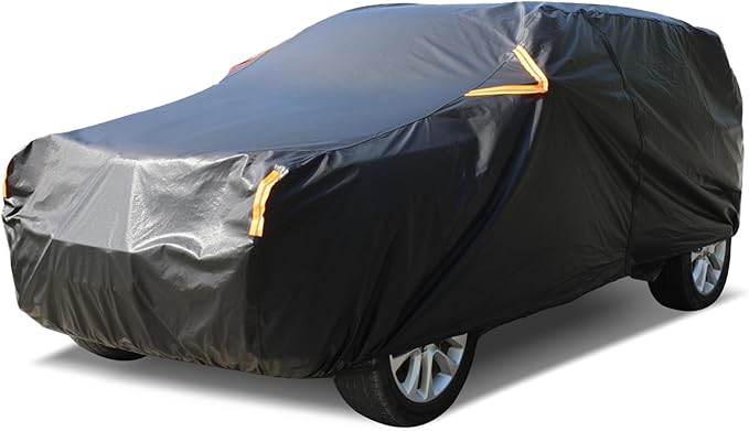 Car Cover Waterproof All Weather,Car Covers for Automobiles with Driver Door Zipper,Outdoor Car Cover Rain,Snow and UV Protection with Waterproof Adhesive Strip, Fit SUV-Length 195" to 200"