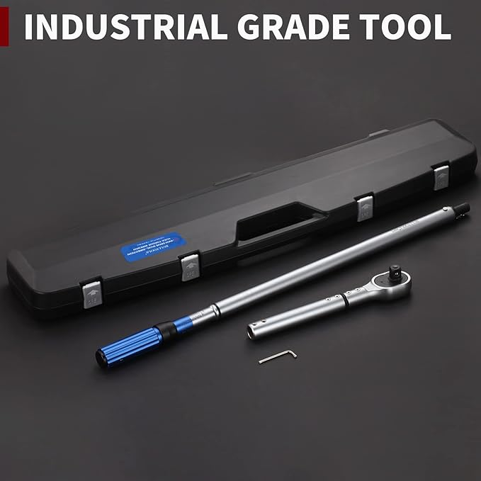 BULLTOOLS 3/4-Inch Drive Click Torque Wrench, 48-tooth High Accuracy Torque Wrench Set with a Hex Key 100-600ft.lb / 135-815Nm