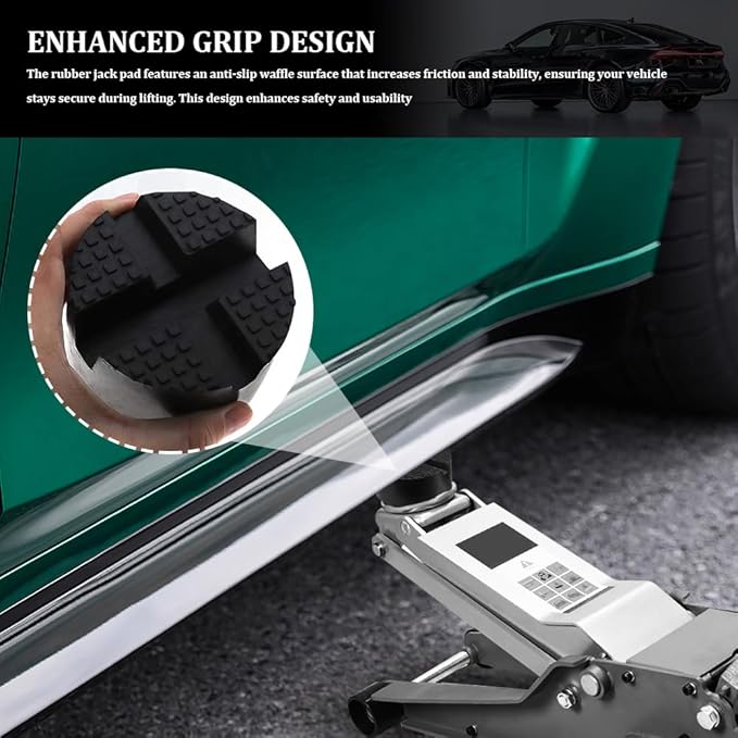 2PCS Car Jack Pads, Jack Adapter, Universal Rubber Pinch Weld Side Frame Rail Protector Pad, Auto Heavy Duty Slotted Floor Jack Pad Lift Protection Tool Accessories Universal for Cars (2PCS)