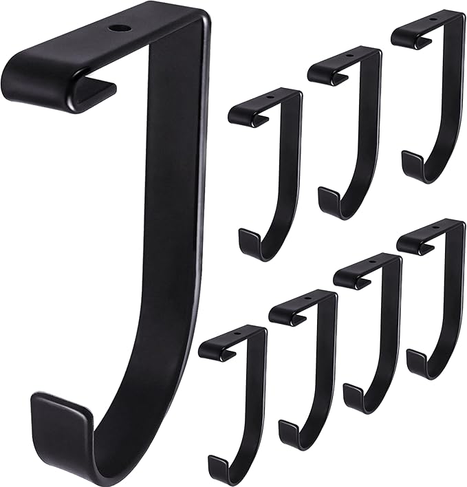 8-Pack Heavy Duty Add-On Flat Hook Accessory for Garage Ceiling Storage Rack and Wall Shelving, Alloy Steel, Black - Suitable for FLEXINOUMTS Racks and Shelves