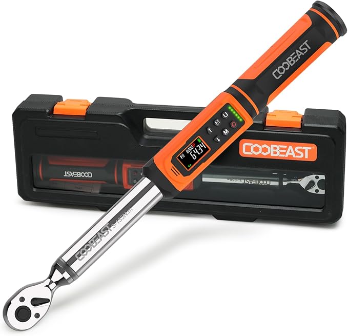 Digital Torque Wrench, 3/8 Drive Electronic Torque Wrench with Preset Value(1.5-99.5 Ft-lbs./2-135Nm), Buzzer and LED Flash Five Units of Measure for Bike Motorcycle Car