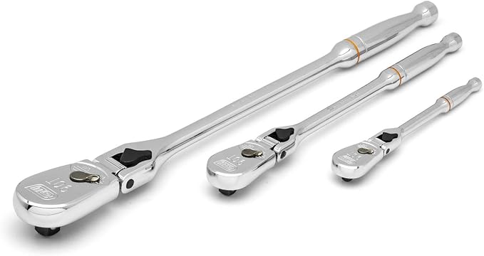 GEARWRENCH 3 Pc. 1/4", 3/8" & 1/2" Drive 90 Tooth Locking Flex Head Teardrop Ratchet Set - 81276T