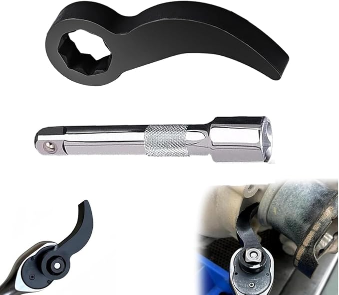 2PCS Pry Bar Wrench Adapter Head,Half Shaft Removal Car Repairing Tools with Extension Bar,Adjustable Crowbar Adapter Head Tool 1/2" Drive(Pry Bar + Extension Bar)