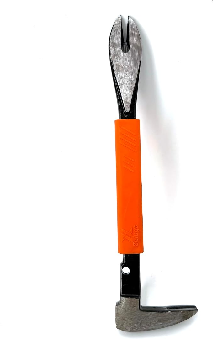 25-348 12'' Precision Nail Puller Cats Paw Pry Bar, Forged High Carbon Steel & Ergonomic Soft Grip, Crow Bar Tool for Prying, Scraping, Lifting, Pulling