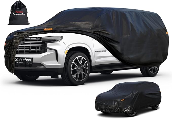 Kayme 7 Layers SUV Car Cover Custom Fit for Chevrolet Chevy Suburban (1973-2025) Waterproof All Weather for Automobiles, Outdoor Full Cover Rain Sun UV Protection.