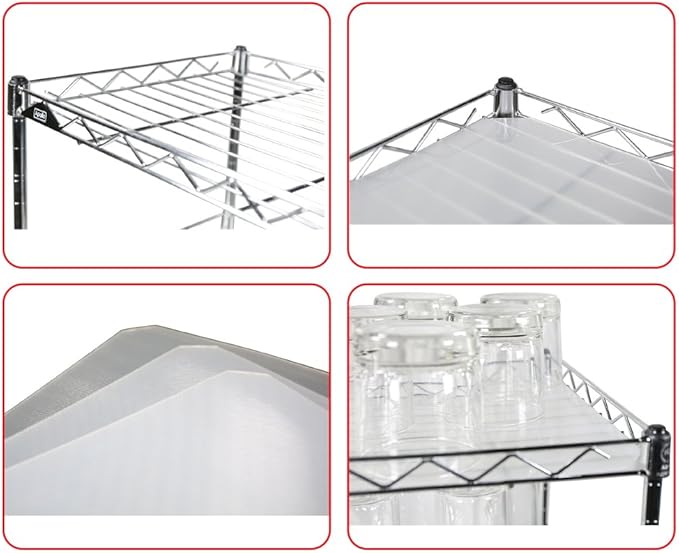 Chrome 3-Tier Wire Shelving Unit 20"x12"x20" with Shelf Liner