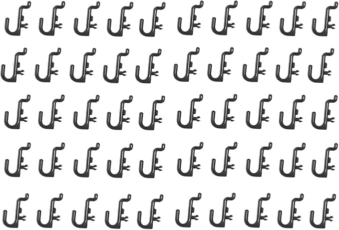 JSP Manufacturing Peg Board Plastic J Hook Style Hooks | Garage Tool Storage Craft Hooks Pegboard Asscessories (500, Black)