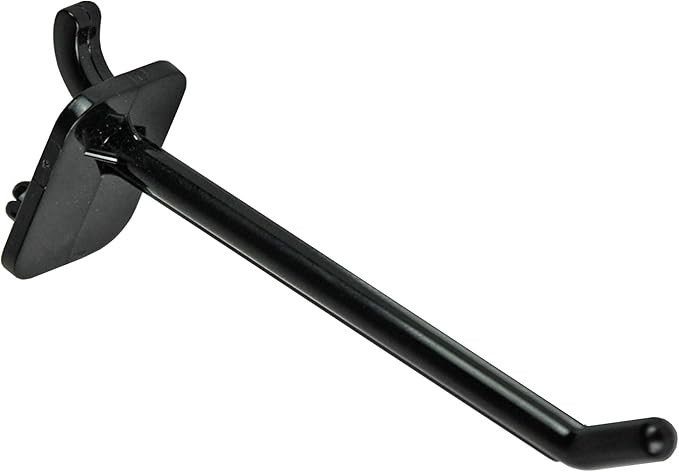 Azar Displays 800004-B Pack of 50 Black Pegboard Hooks (Also Available in White & Clear) - 4” Pegboard Hook Set (2” & 6” Pegboard J Hooks Also Available) - Polycarbonate Plastic Hooks for Retail