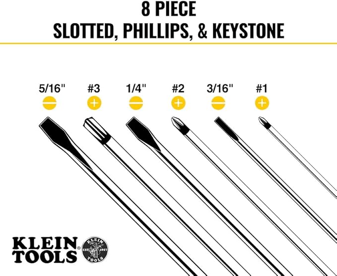 Klein Tools 85148 Screwdriver Set with Magnetizer/Demagnetizer for Magnetic Tips, Flathead and Phillips, Home Improvement, 9-Piece