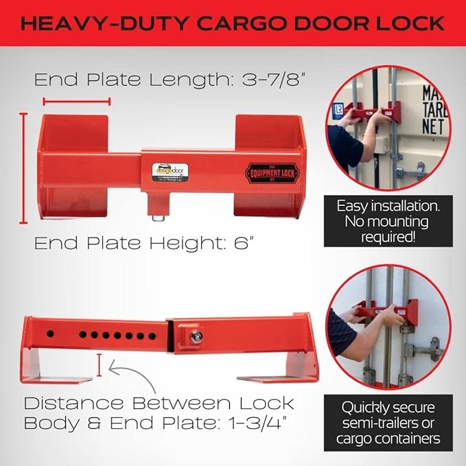 Equipment Lock Heavy Duty Cargo Door Lock - Powder Coated Steel Shipping Container Lock - Maximum Security Semi Trailer Door Lock - Semi Truck Accessories and Trailer Security (Keyed Alike)