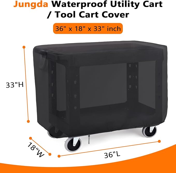 Rolling Tool Cart Cover 36 Inch, Waterproof Utility Cart Cover for 32" x 18" Mobile Multipurpose Utility Cart Service Cart Cover - 36 X 18 X 33 Inch