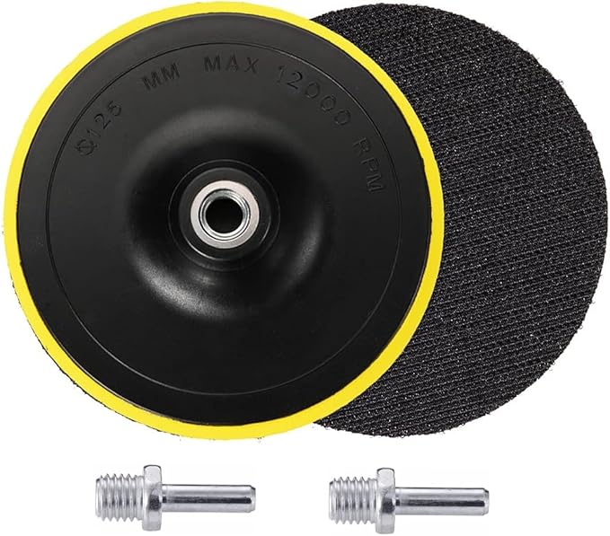 Yakamoz 2Pcs 5 Inch Hook and Loop Backing Pad Sanding Holder Polishing Backer Plate with M14 Thread to 8mm Adapter for Orbital Sander Buffer Polisher