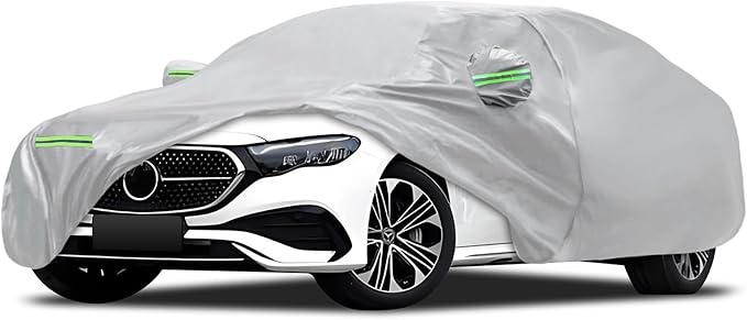 Car Cover Fit for Mercedes Benz E-Class Sedan E300 E350 E450/E43 E53 E63 AMG (2006-2026), Migaven Waterproof Full Exterior Cover Sun Rain Protection with Door Zipper, Silver