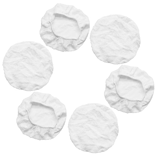 6 PCS Car Polishing Bonnet Buffing Pad Cotton Buffing Pad Cover for 9" - 10" Car Polisher, White
