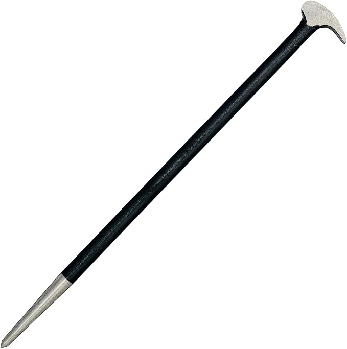Ullman 12 in Heavy-Duty Lady Foot Roll Head Pry Bar with High Leverage Solid Steel Rolling Head and Tapered Aligning End for Contractors and Mechanics