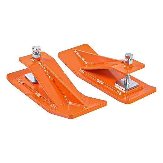 Doppy 2Pcs Tractor Bucket Edge Protector, 3/8'' Thick Snow Skid Tamer, Hex Lock Nuts & Bolts Included for Snow Removal, Leaves, Gravel Spreading,Orange