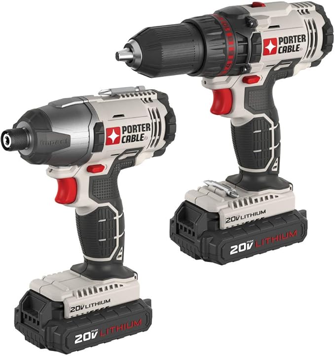 PORTER CABLE PCCK604L2 20V MAX 2-Tool Cordless Drill/Driver and Impact Driver Combo Kit