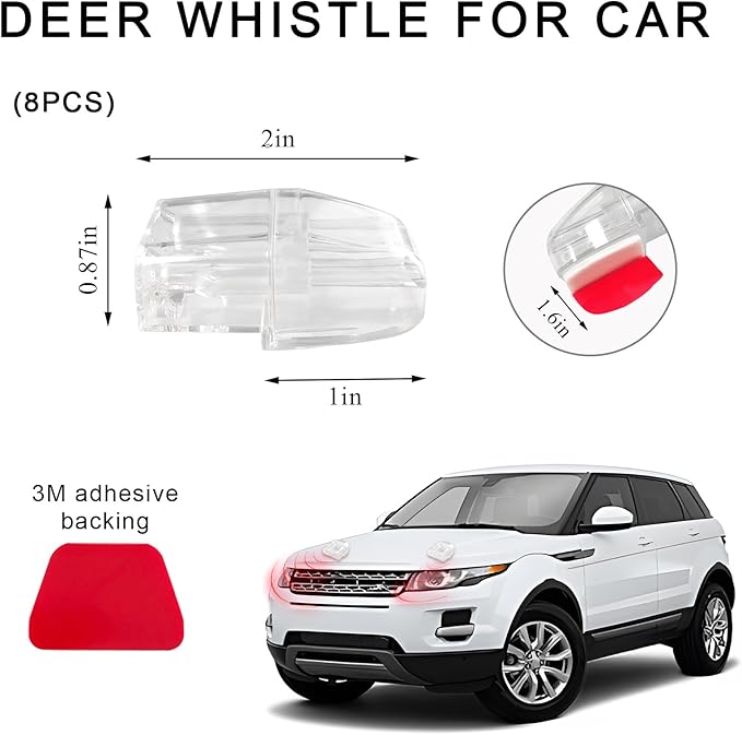 DXNQ 8 PCS Deer Whistles for Car, Avoid Collisions Deer Warning Devices with Adhesive Tapes, Universal Animal Alert Save Deer Whistles for Cars Trucks Motorcycles, Car Accessories (White)