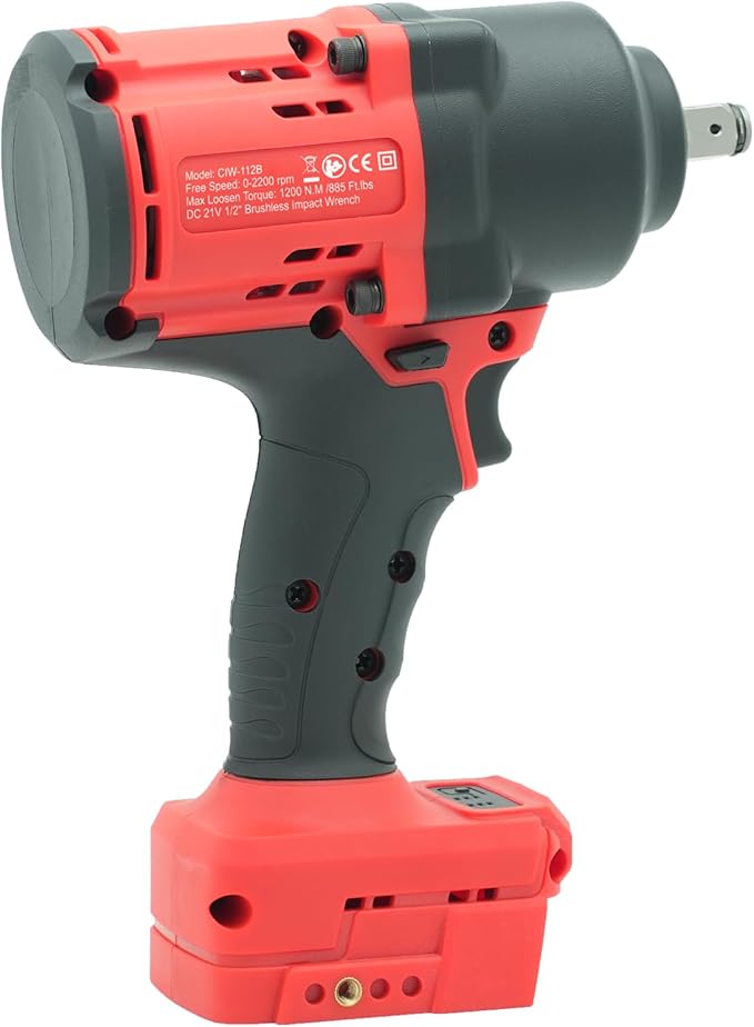 CIW-112B-ML 1/2" Cordless Impact Wrench for Milwaukee18V Battery, Impact Wrench 885Ft-lbs High Torque Brushless Electric Impact Gun, Power Impact Driver with 4-Mode Speed, LED Light(no battery)