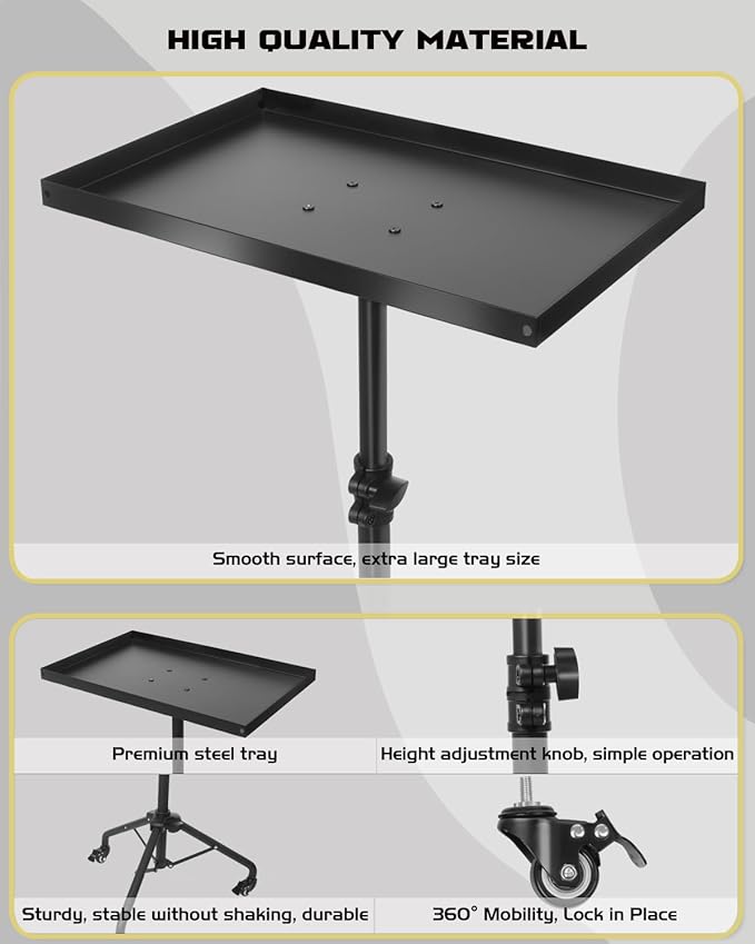 Rolling Tool Cart with Phone Stand, Portable Work Table Mobile Service Tray Cart with Magenetic Ruler Measurement Tool Holder for Light Duty, Garage Tool Organizer Workbench Mechanic Cart