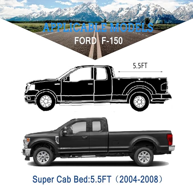 Kaugung 6 Layers Truck Cover Waterproof Custom Fit Ford F150 SuperCab 5.5ft Bed from 2004 to 2008, 6 Layers Heavyweight Pickup Car Cover Outdoor Indoor Sun UV Rain Snow Wind Protection.