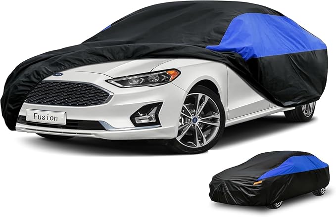 Ford Car Cover Custom Fit Ford Fusion Waterproof All Weather, Lightweight Full Exterior Cover for Automobiles Outdoor Sun UV Rain Dust Snow Wind Protection.