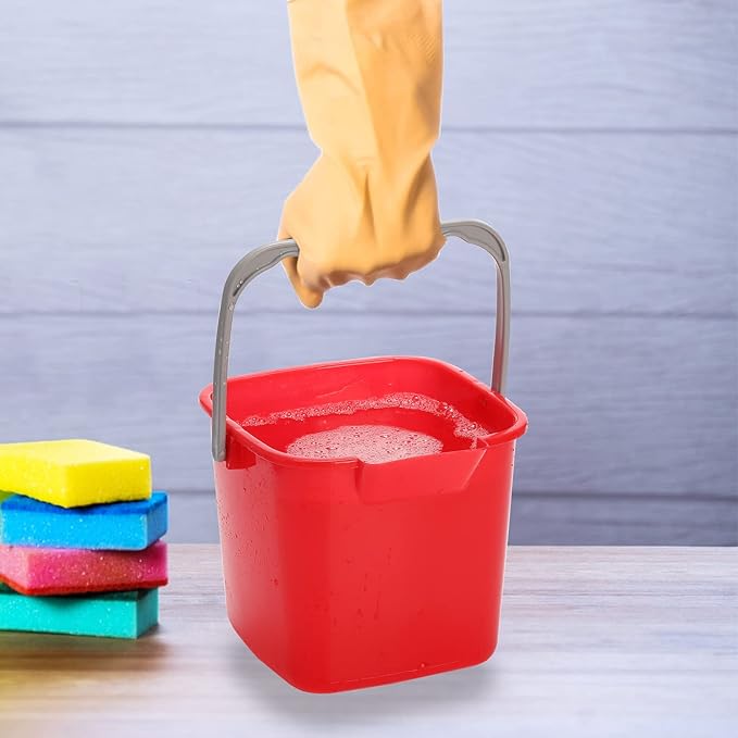 Peohud 4 Pack Sanitizing Buckets, 3 Quart Small Cleaning Pail, Square Detergent Bucket with Spout and Handle for Home, Offices, School, Commercial Use
