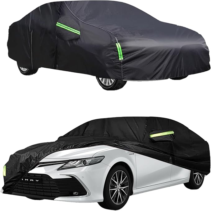 Car Cover Custom Fit for Toyota Camry Sedan(1996-2024) Waterproof All Weather for Automobiles,6 Layers All Weather 210T with Windproof Strap and Driver Door Zipper,Sun Snow Rain Dust Protection
