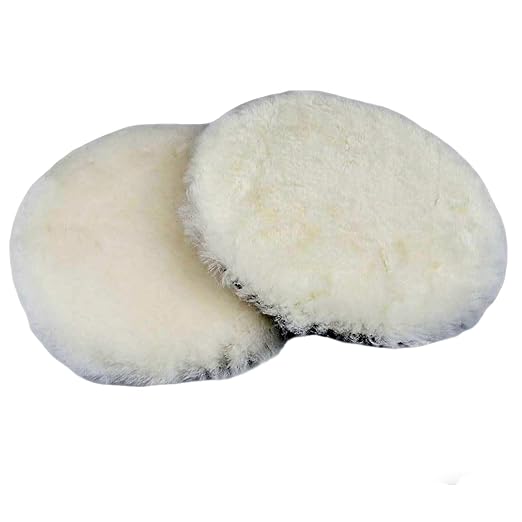 Gracefur 2 Pcs 6 Inch Lambs Wool Buffing Pads with Hook and Loop Back Soft Sheepskin Cutting Pad Wool Polishing Pads for Vehicles, Boat, Furniture, Floors and So On