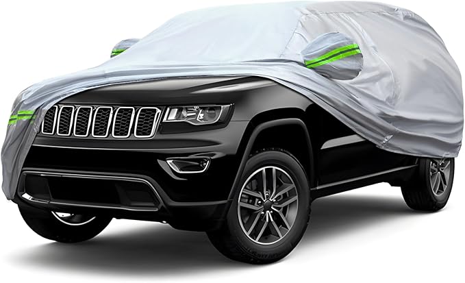 KEYOOG 6-Layer Full Car Cover is All-Weather Waterproof, Universal in All Seasons, Snow Prevention, Rainproof, Acid Rainproof, Sunscreen, Ultraviolet-Proof, Applicable to SUV and MPV (191"-200")