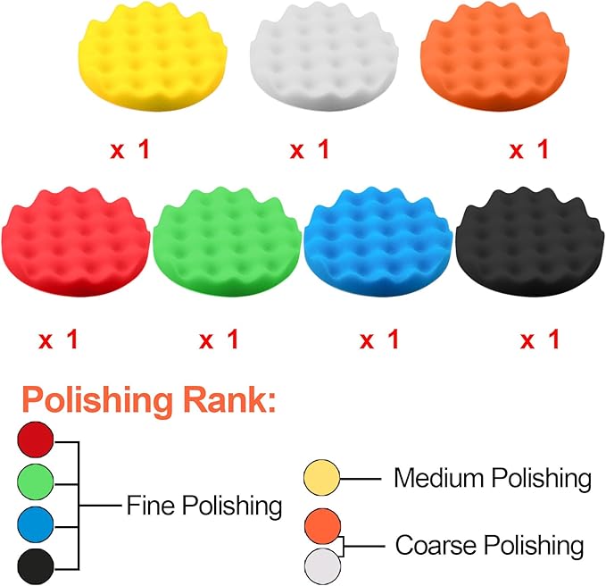 SIQUK 26 Pieces Car Polisher Buffing Pads 3 Inch Car Polishing Pad Kit Foam Polish Pads Wax Bonnets Polisher Buffer Attachment for Drill