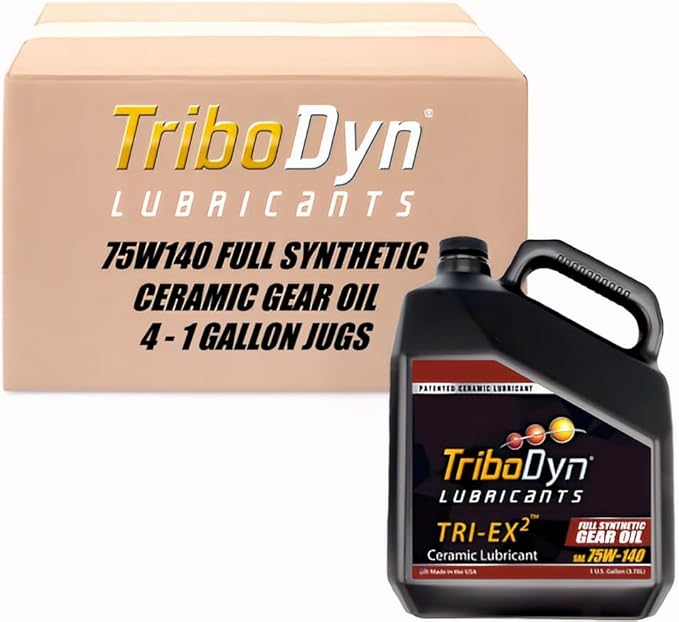 Tri-Ex2 75W-140 Synthetic Gear Oil - API GL-5/MT-1 - Patented Ceramic Technology - Case of 4 Gallons (4 Gallon Case, 75W-140)