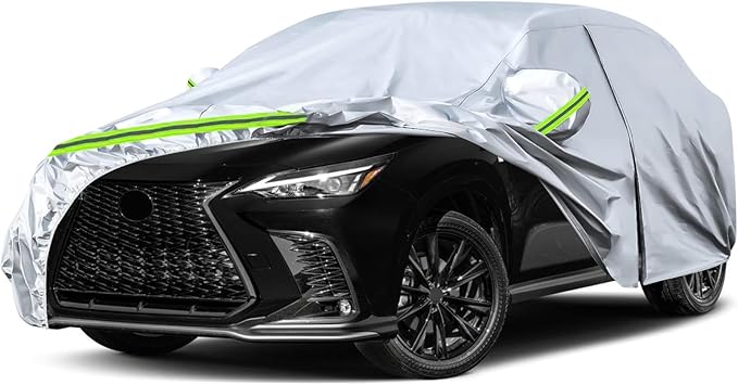 Waterproof Car Covers Replace for 2014-2025 Lexus NX300 NX 350 F Sport, 6 Layers Silver All Weather Custom-fit Car Cover with Zipper Door & Windproof Bands for Snow Rain Dust Hail Protection