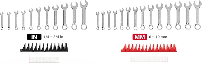 TEKTON Stubby Combination Wrench Set with Modular Organizers, 25-Piece (1/4-3/4 in., 6-19 mm) | WCB95403
