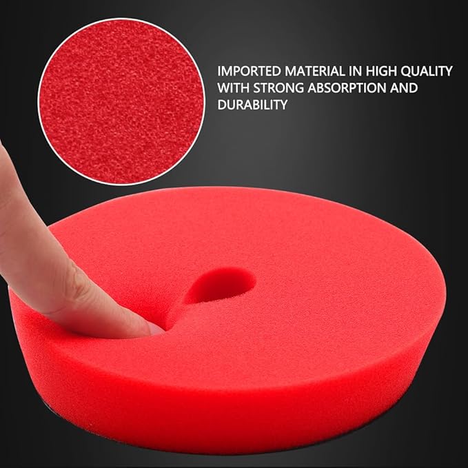 Red T10 Ultra-Fine Finishing Foam Polishing Pads, SPTA 1Pc 6.5 Inch Face for 6 Inch 150mm Backing Plate Compound Buffing Sponge Pads for Car Buffer Polisher Compounding, Polishing and Waxing -FPBFS6R