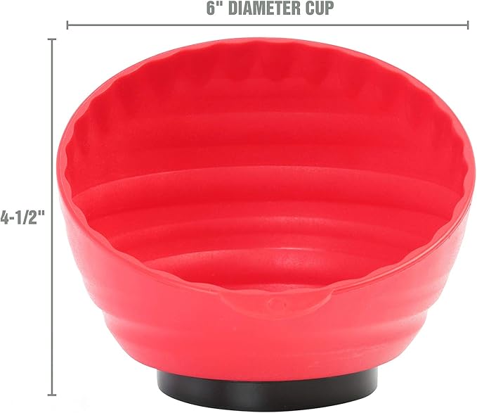 OEMTOOLS Red and Blue Magnetic Nut Cup Set, 2-Pack Curved Parts Trays Hold Up to 5 Pounds Each, Durable ABS Organizers Attach to Metal Surfaces for Nuts, Bolts, and Small Parts