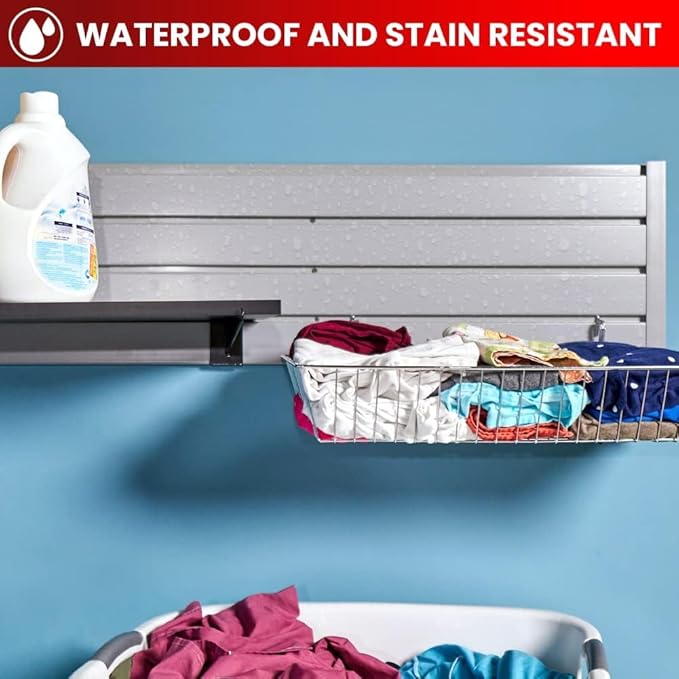 DLDIRECT 3 Colors - Slatwall Panel Garage Organizer: Heavy Duty Wall Mounted PVC Rack, Interlocking Slat Paneling for Garage Storage, Slotwall Board, Shelves System