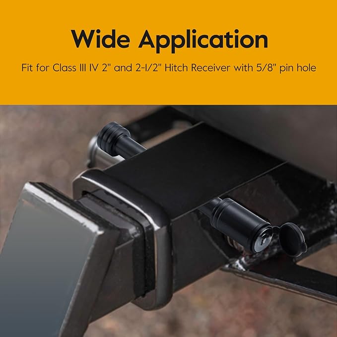 Hitch Receiver Pin Lock, Trailer Hitch Receiver Lock with 5/8" Pin, for Class III IV 2" and 2-1/2" Receiver on Trailer, Truck, Car, Boat, 2 Pack