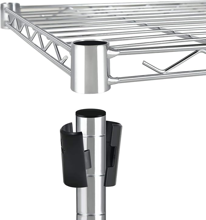 YSSOA Heavy Duty 5-Shelf Storage Shelves, 1750Lb Loading Capacity, 35.43" W x 17.72" D x 70.87" H Adjustable Shelving Unit with Wheels, Chrome
