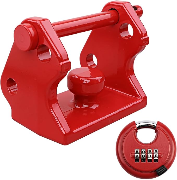 HQPASFY Trailer Hitch Lock with Combination Lock, Trailer Coupler Lock with Pin, Coupler Lock Model Tl-33 Trailer Lock,Fits Over 2" to 2-5/16" Couplers - Red