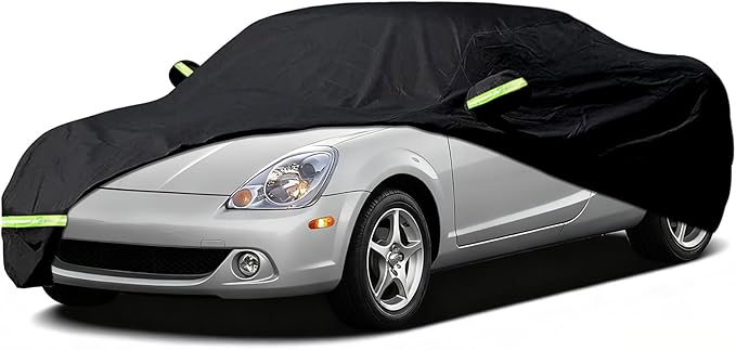 Waterproof Car Covers Compatible with 1984-2007 Toyota MR2, 6 Layers All Weather Car Cover with Zipper Door & Windproof Bands for Snow Rain Dust Hail Protection