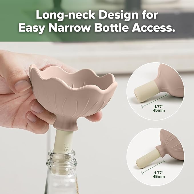 Haakaa Silicone Flower Funnel Set – Dual-Size Silicone Funnels for Kitchen Use, Small Funnels for Filling Bottles, Compatible with Haakaa Pouches