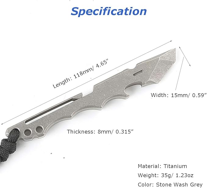 Titanium Pry Bar EDC Multi Tool with Bottle Opener Box Opener Clip Function (Grey)