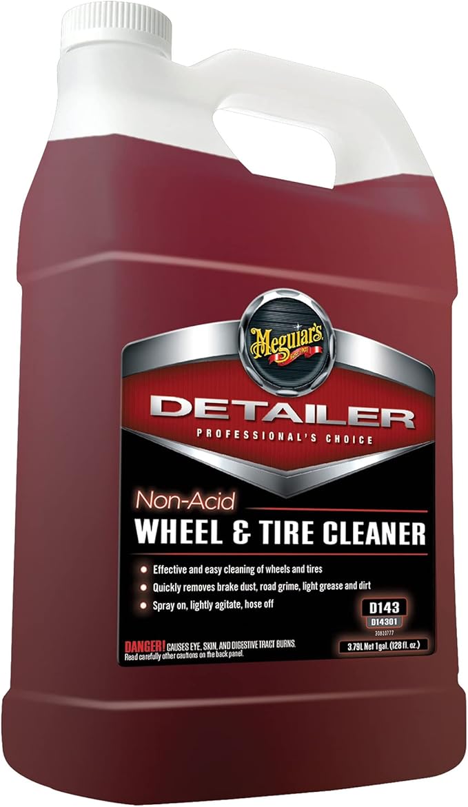 Meguiar's D14301 Non Acid Tire and Wheel Cleaner, Pre-Diluted, No Mixing Required Car Wheel Cleaner - 1 Gallon Wheel Cleaner 128 Fl Oz