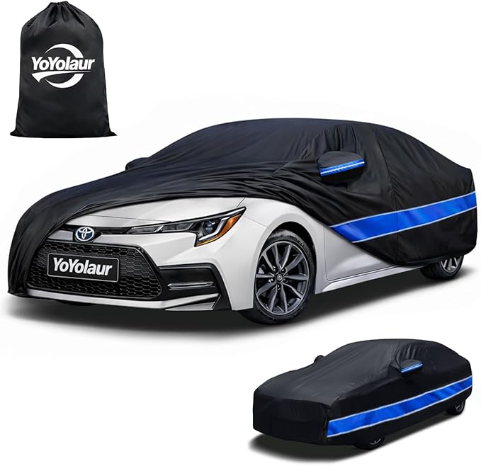Car Cover Custom Fit Toyota Corolla,10-Layer Car Cover Waterproof All Weather,Full Exterior Cover with Cotton Lining,Sun Rain UV Dust Snow Protection with Door Zipper,Fit for Toyota Corolla 2000-2025