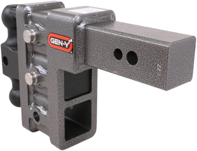 GEN-Y Hitch Tow Hitch for 2.5" Receiver - 6" Drop/Rise with 3 Adjustable Positions, Includes Dual Ball Mount, Pintle Lock and Locking Pins, 21,000 lbs Towing Capacity, 3,000 lbs Tongue Weight, Silver