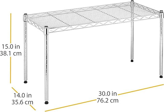 Xcity Storage Shelves, 1 Tier Heavy Duty Metal Shelving Unit, 350 LBS Capacity Adjustable Steel Wire Shelf Organizer for Pantry, Kitchen, Garage, 14" D x 30" W x 15" H, Chrome