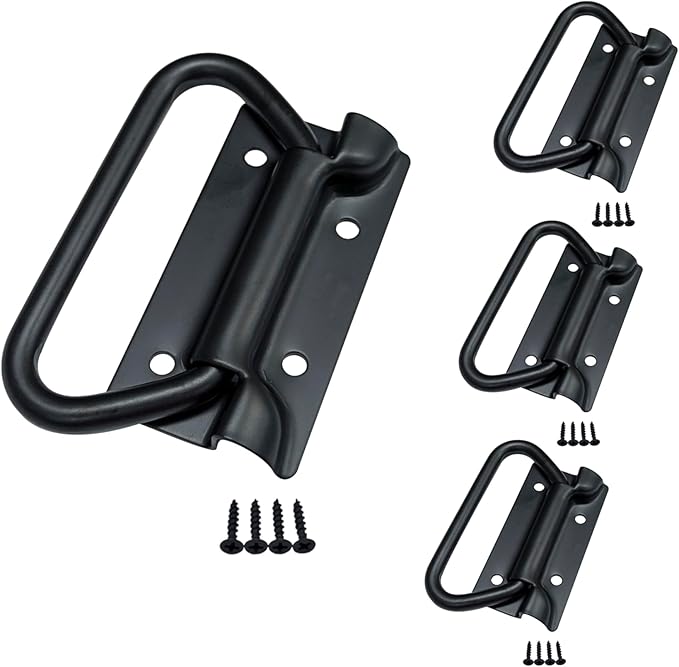 QCAA Chest Handle for Toolbox Lift Door Chest, 3-3/8" x 1-3/4", Black, Made in Taiwan, 4 Pack